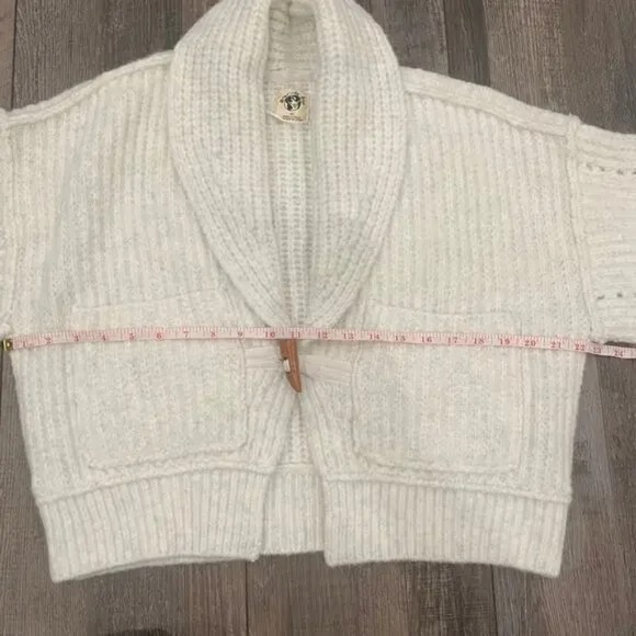 NWOT Free People Cream Grey Cardigan Long Sleeves Size XS Oversize - Picture 6 of 9